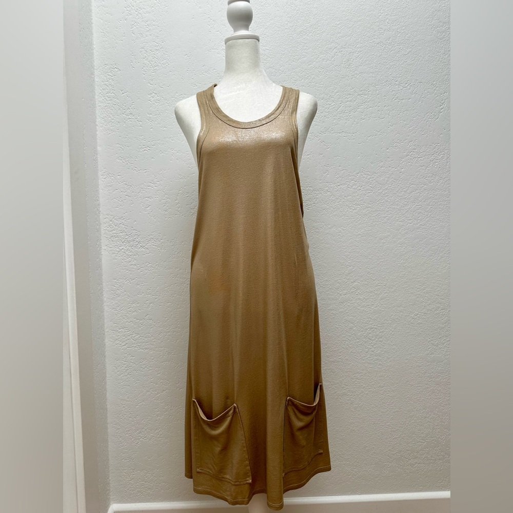 Stella McCartney Elegant Tan/Gold Sleeveless Dress